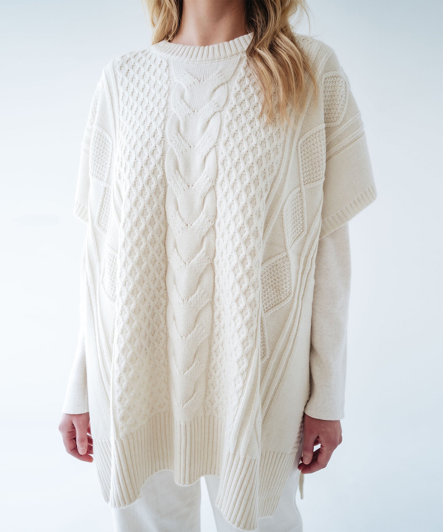 Recycled Aran Cable Poncho