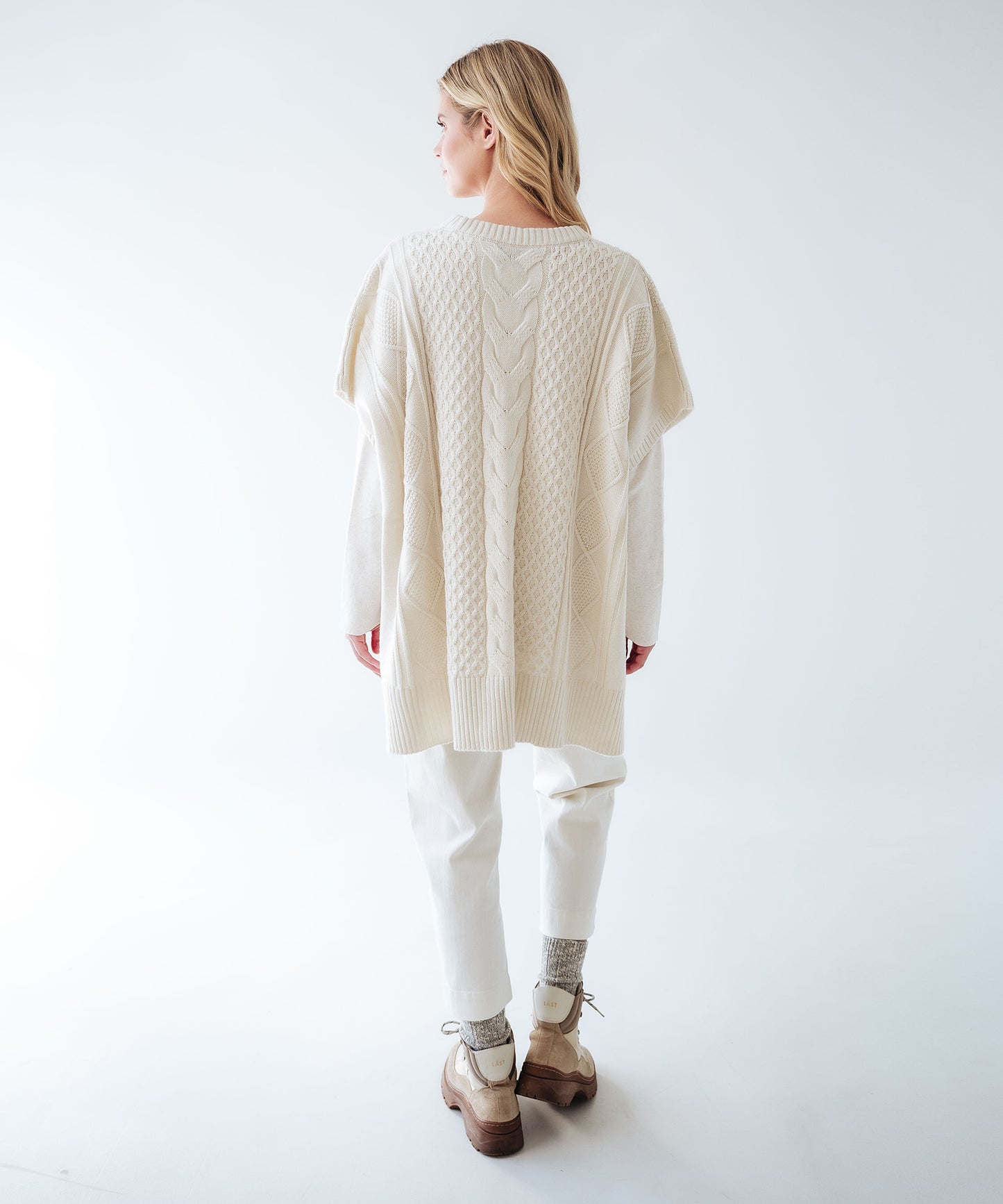 Recycled Aran Cable Poncho