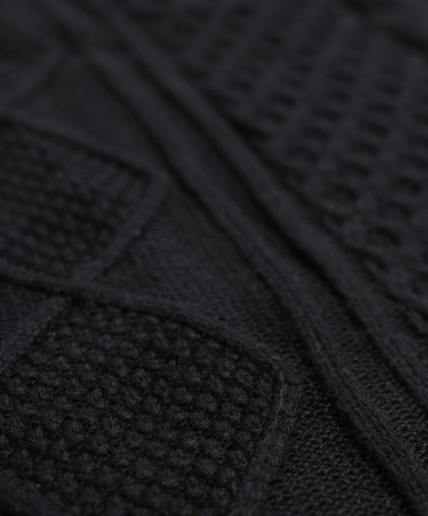 Recycled Aran Cable Poncho in color Black