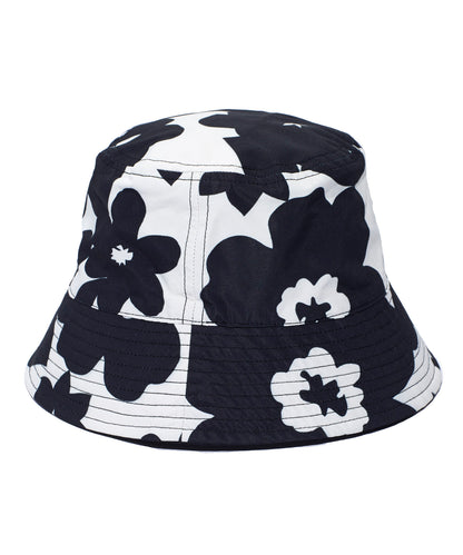 Reversible Flower Bucket Rain Hat in color Black